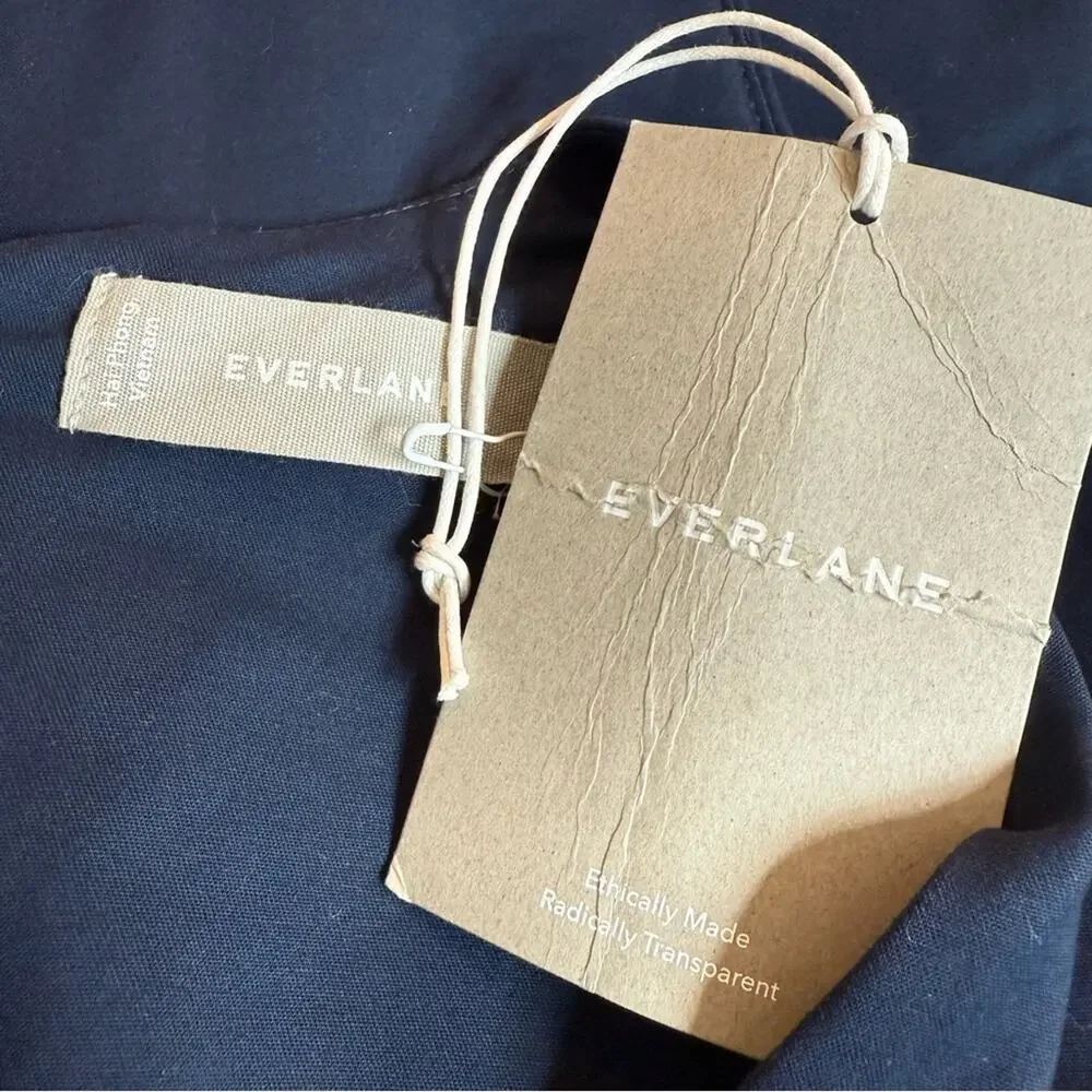 Everlane Navy Structured Cotton Jumpsuit Size 4 NWT Sleeveless V-Neck Slim Fit - Picture 7 of 10